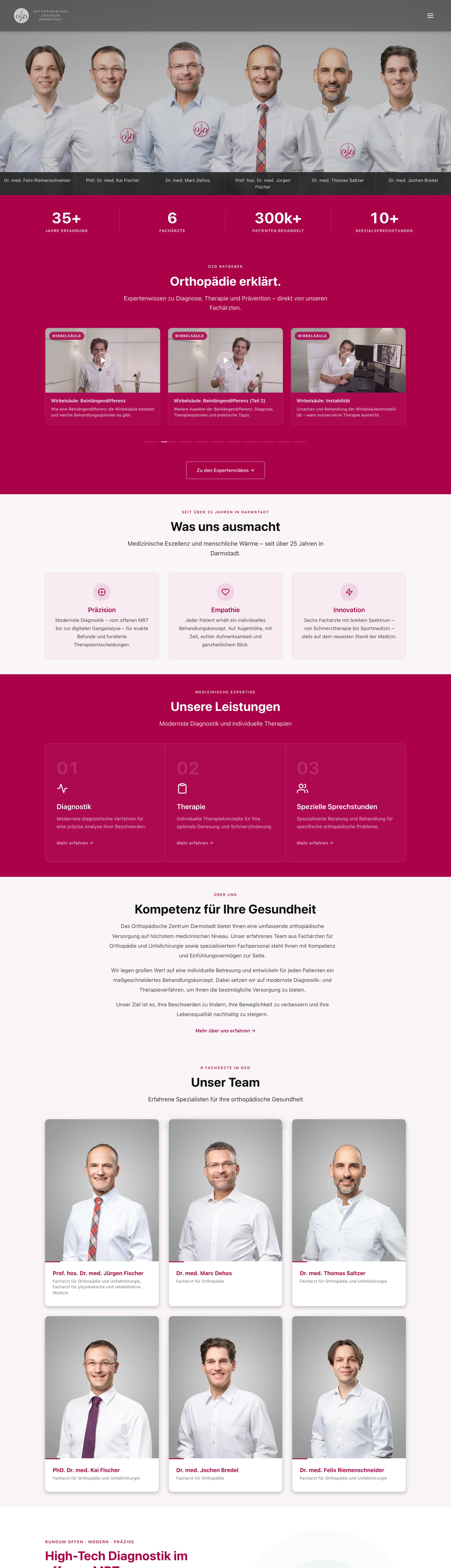 Website Orthopädisches Zentrum Darmstadt